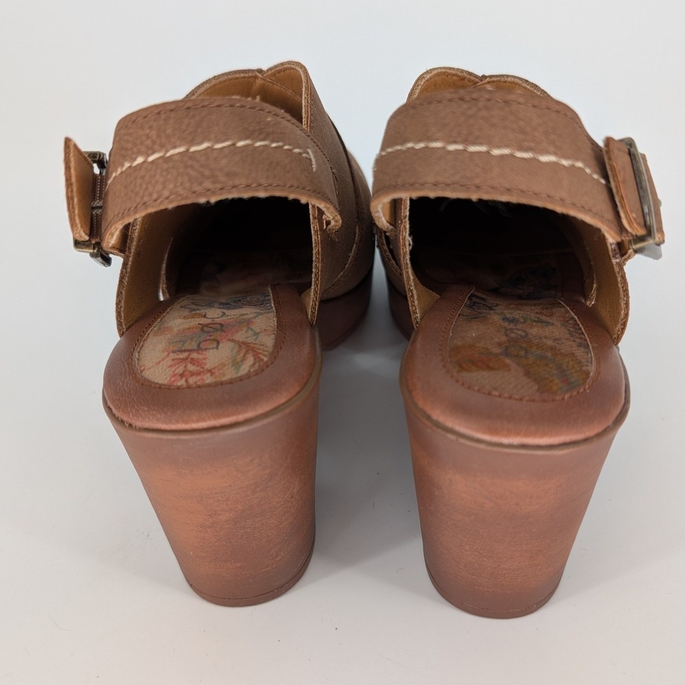 Born Cecilia Platform Clog Women 10 Tan Slingback Block Heel Boho Chic 70s Style - Picture 8 of 11